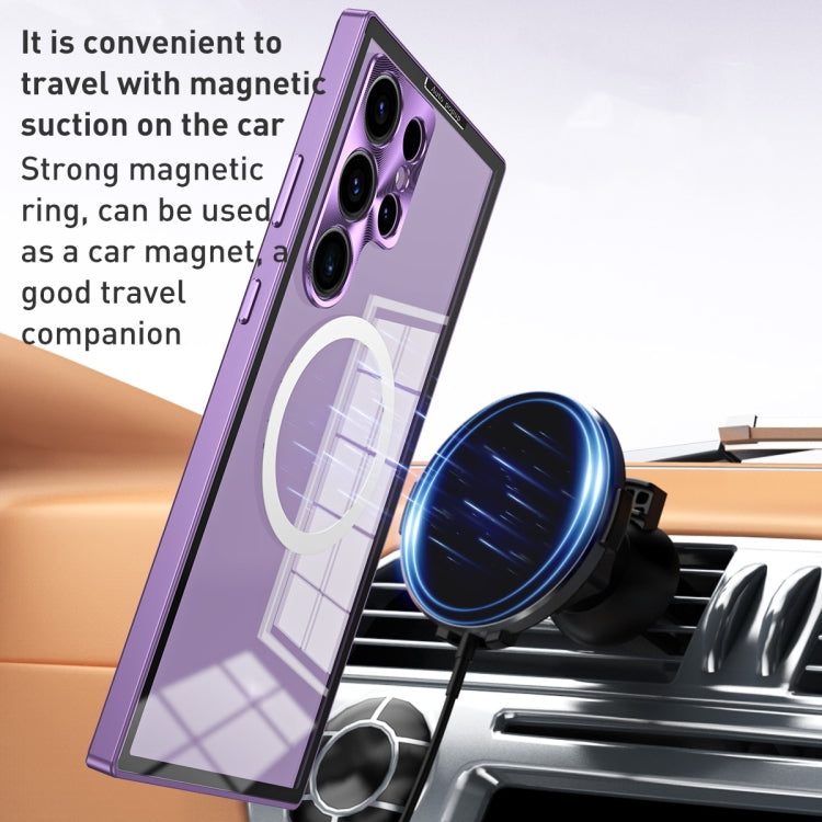 For Samsung Galaxy S22+ 5G MagSafe HD Spring Buckle Metal Phone Case(Purple) - Galaxy S22+ 5G Cases by buy2fix | Online Shopping UK | buy2fix