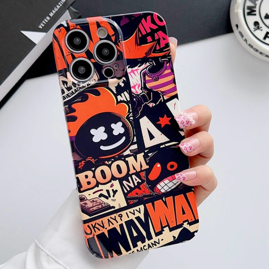 For iPhone 12 Pro Max Painted Pattern Precise Hole PC Phone Case(Orange Comics) by buy2fix