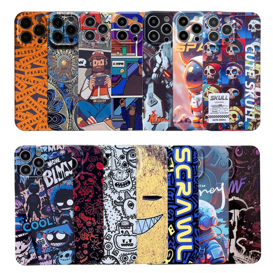 For iPhone 12 Pro Max Painted Pattern Precise Hole PC Phone Case(Orange Robot) by buy2fix