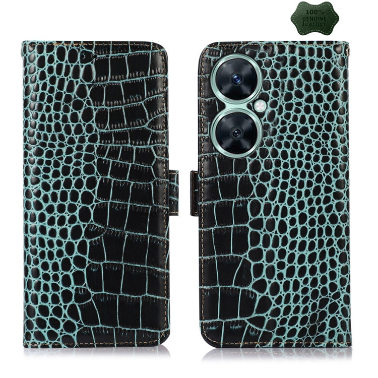 For Huawei Nova 11i / Enjoy 60 Pro / Crocodile Top Layer Cowhide Leather Phone Case(Green) - Huawei Cases by buy2fix | Online Shopping UK | buy2fix
