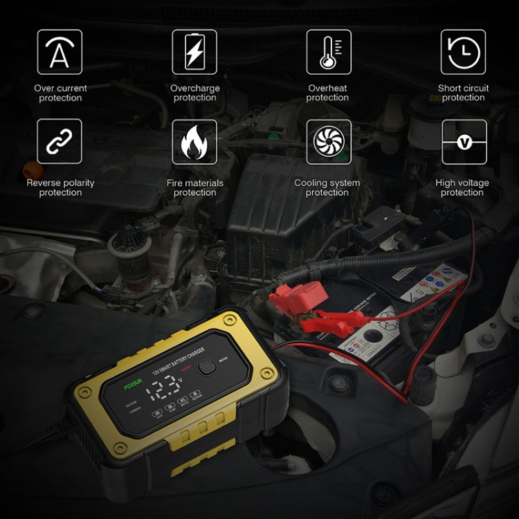 FOXSUR FBC1206E 6A 12V Car / Motorcycle Smart Battery Charger(EU Plug) - Battery Charger by FOXSUR | Online Shopping UK | buy2fix