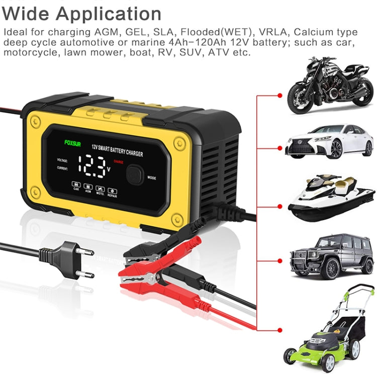 FOXSUR FBC1206E 6A 12V Car / Motorcycle Smart Battery Charger(EU Plug) - Battery Charger by FOXSUR | Online Shopping UK | buy2fix