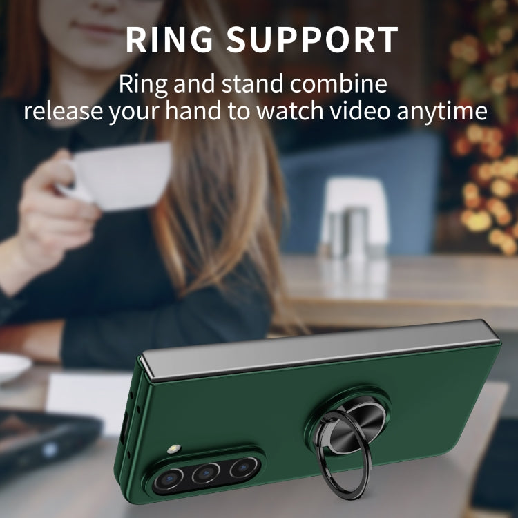 For Samsung Galaxy Z Fold5 5G Armor Ring Holder Phone Case(Dark Green) by buy2fix