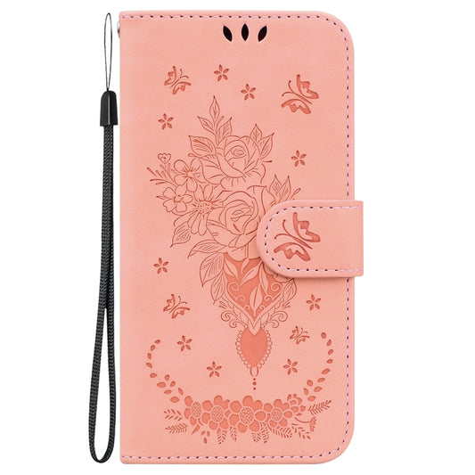 For Motorola Edge 40 Butterfly Rose Embossed Leather Phone Case(Pink) by buy2fix