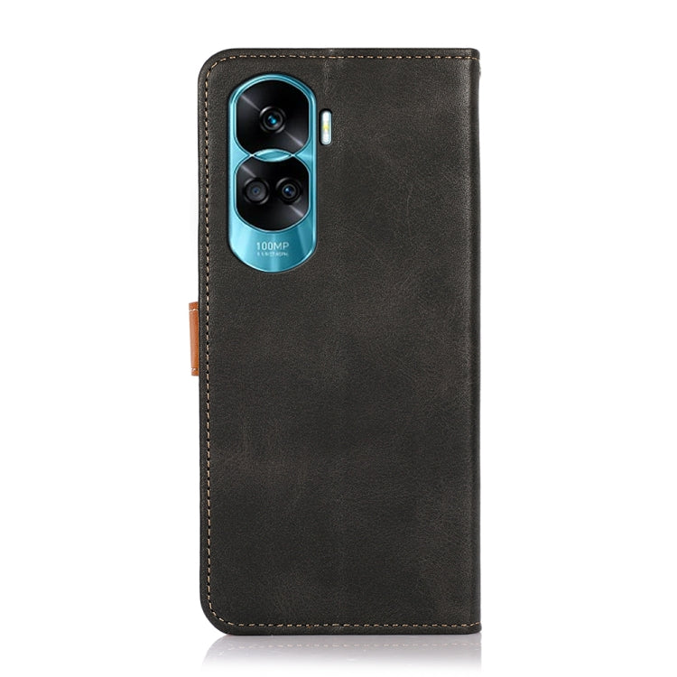 For Honor 90 Lite / X50i 5G KHAZNEH Dual-color Cowhide Texture Flip Leather Phone Case(Black) - Honor Cases by buy2fix | Online Shopping UK | buy2fix