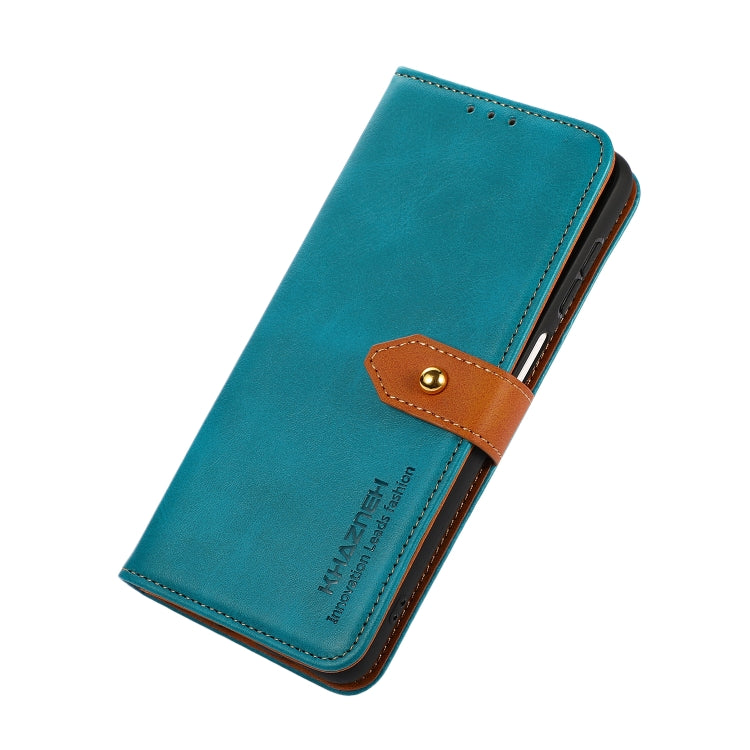 For Honor 90 KHAZNEH Dual-color Cowhide Texture Flip Leather Phone Case(Blue) - Honor Cases by buy2fix | Online Shopping UK | buy2fix