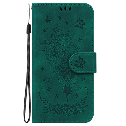 For Samsung Galaxy A25 5G Butterfly Rose Embossed Leather Phone Case(Green) by buy2fix
