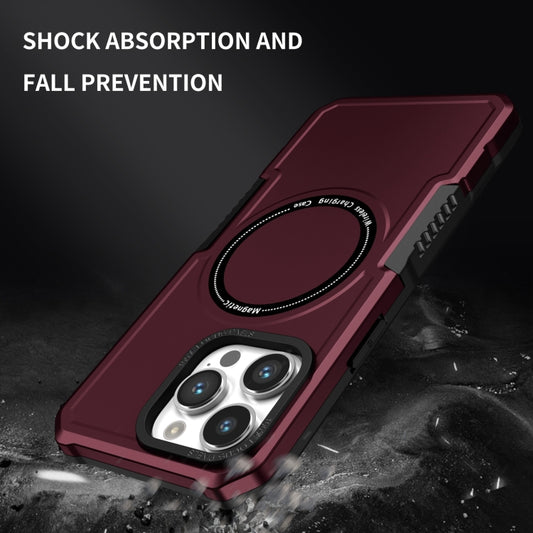 For iPhone 15 Pro Max Shockproof Armor MagSafe Phone Case(Wine Red) - iPhone 15 Pro Max Cases by buy2fix | Online Shopping UK | buy2fix