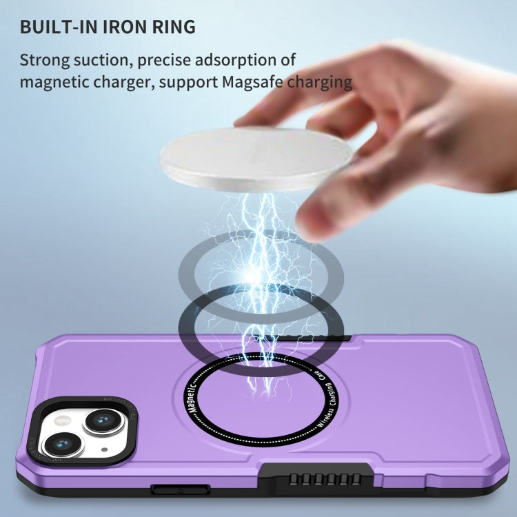For iPhone 15 Shockproof Armor MagSafe Phone Case(Purple) by buy2fix