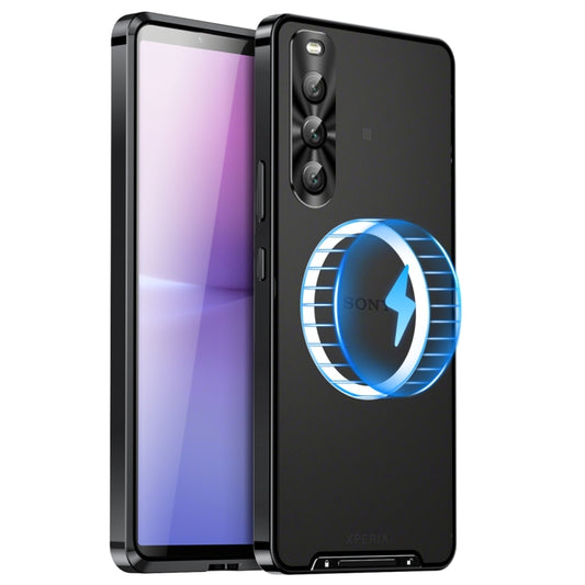 For Sony Xperia 10 IV Frosted Metal MagSafe Magnetic Phone Case(Black) by buy2fix