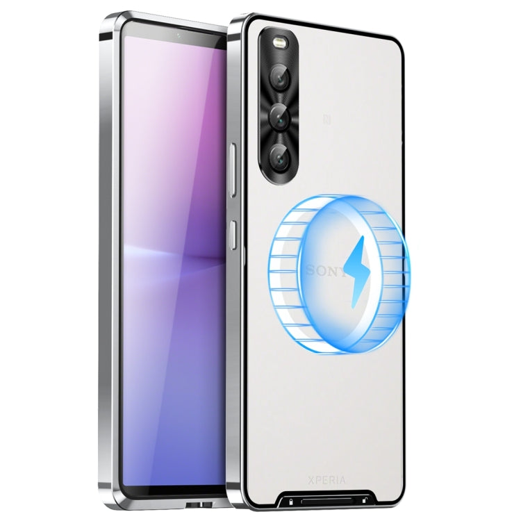 For Sony Xperia 10 IV Frosted Metal MagSafe Magnetic Phone Case(Silver) - Sony Cases by buy2fix | Online Shopping UK | buy2fix