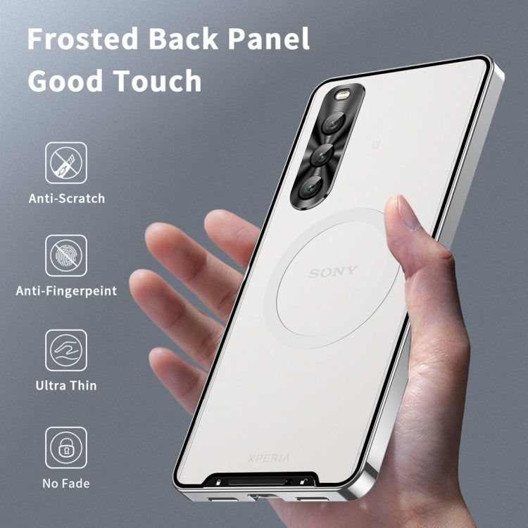 For Sony Xperia 10 IV Frosted Metal MagSafe Magnetic Phone Case(Silver) - Sony Cases by buy2fix | Online Shopping UK | buy2fix