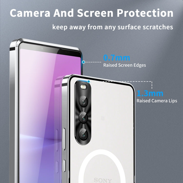 For Sony Xperia 10 IV Frosted Metal MagSafe Magnetic Phone Case(Silver) - Sony Cases by buy2fix | Online Shopping UK | buy2fix