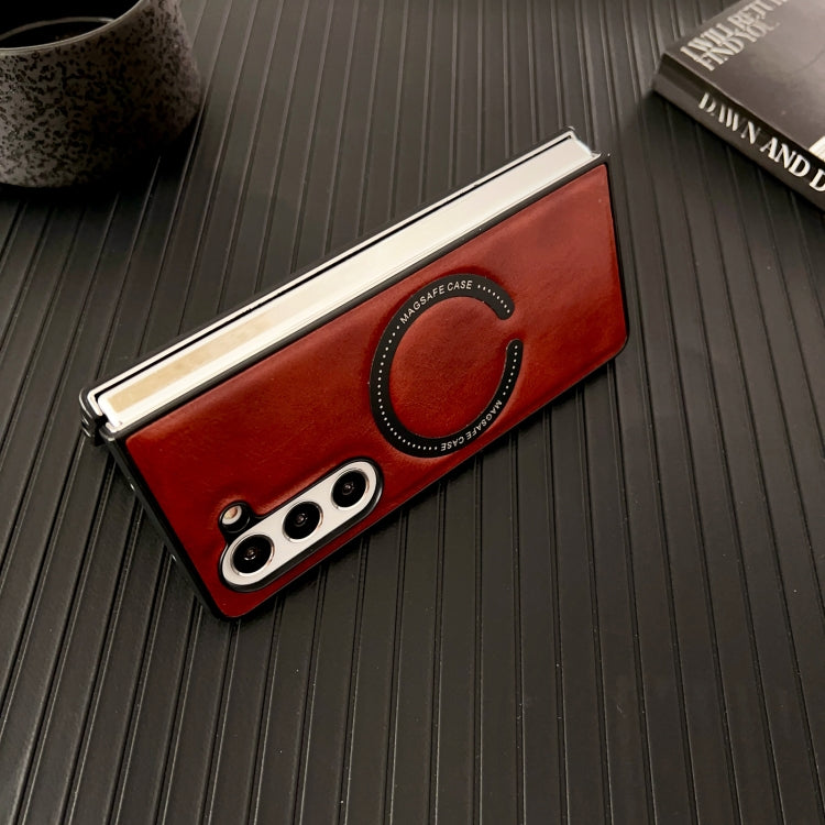 For Samsung Galaxy Z Fold5 Crazy Horse Texture Magnetic Magsafe PU Phone Case(Green) by buy2fix