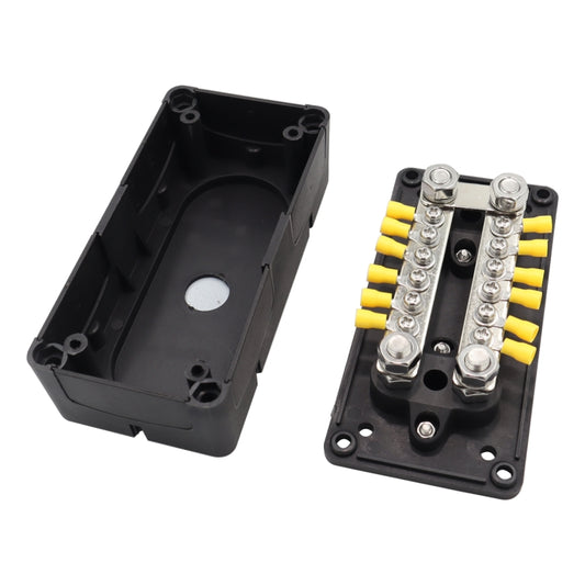 CP-3160 1 Pair 300A 12-48V RV Yacht Modified Double Row 12-way M6 Terminal Busbar with 24pcs Terminals by buy2fix