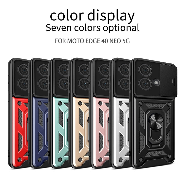 For Motorola Edge 40 Neo 5G Sliding Camera Cover Design TPU+PC Phone Case(Black) - Motorola Cases by buy2fix | Online Shopping UK | buy2fix