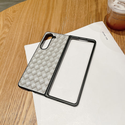 For Samsung Galaxy Z Fold5 5G Woven Texture Folding Phone Case(Grey) by buy2fix