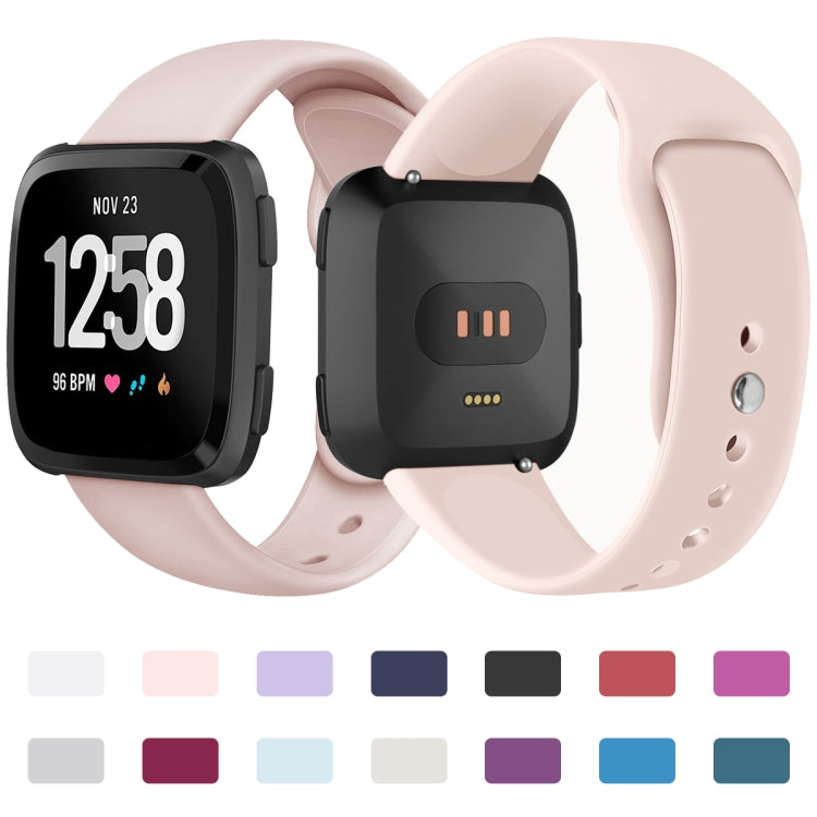 For Fitbit Versa 2 / Fitbit Versa / Fitbit Versa Lite Solid Color Silicone Watch Band, Size:S(Pink) by buy2fix