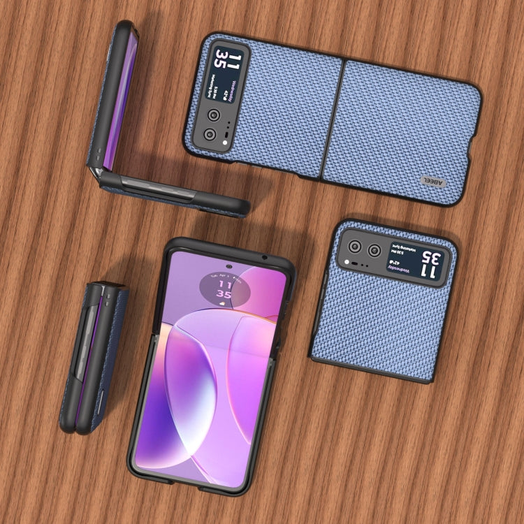 For Motorola Razr 40 ABELL Carbon Fiber Protective Phone Case(Sky Blue) by buy2fix