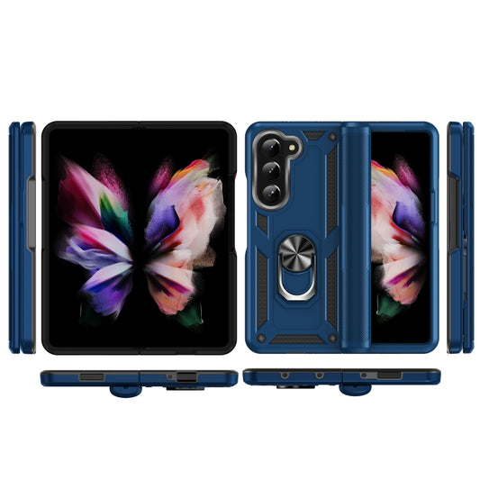For Samsung Galaxy Z Fold5 Shockproof TPU + PC Phone Case with Protective Strap(Royal Blue) by buy2fix