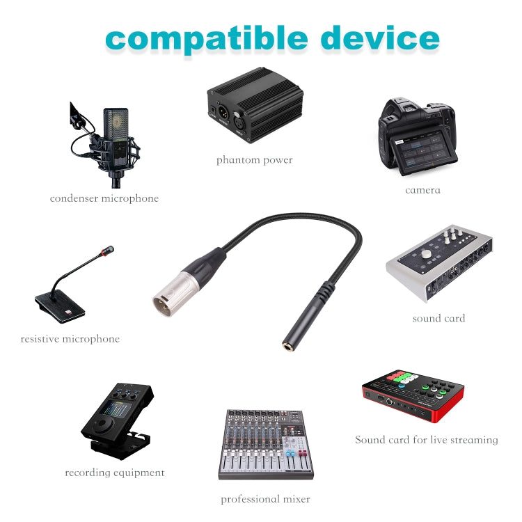 3.5mm Female to XLR 3pin Male Audio Cable, Length: 30cm - Microphone Audio Cable & Connector by buy2fix | Online Shopping UK | buy2fix
