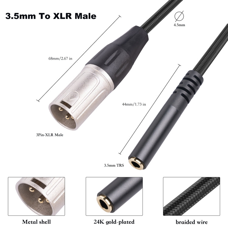 3.5mm Female to XLR 3pin Male Audio Cable, Length: 30cm - Microphone Audio Cable & Connector by buy2fix | Online Shopping UK | buy2fix
