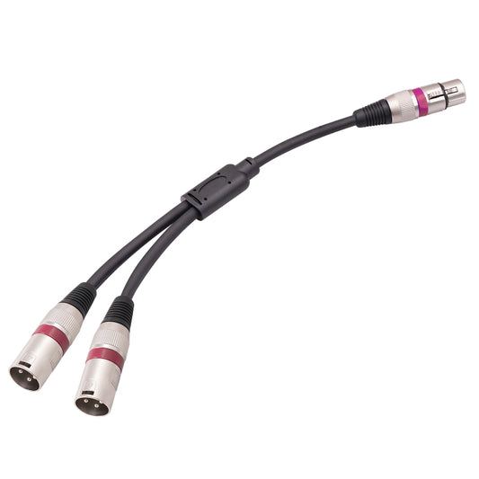 2055YMMF-05 XLR 3pin Female to Dual Male Audio Cable, Length: 50cm(Black+Red) by buy2fix
