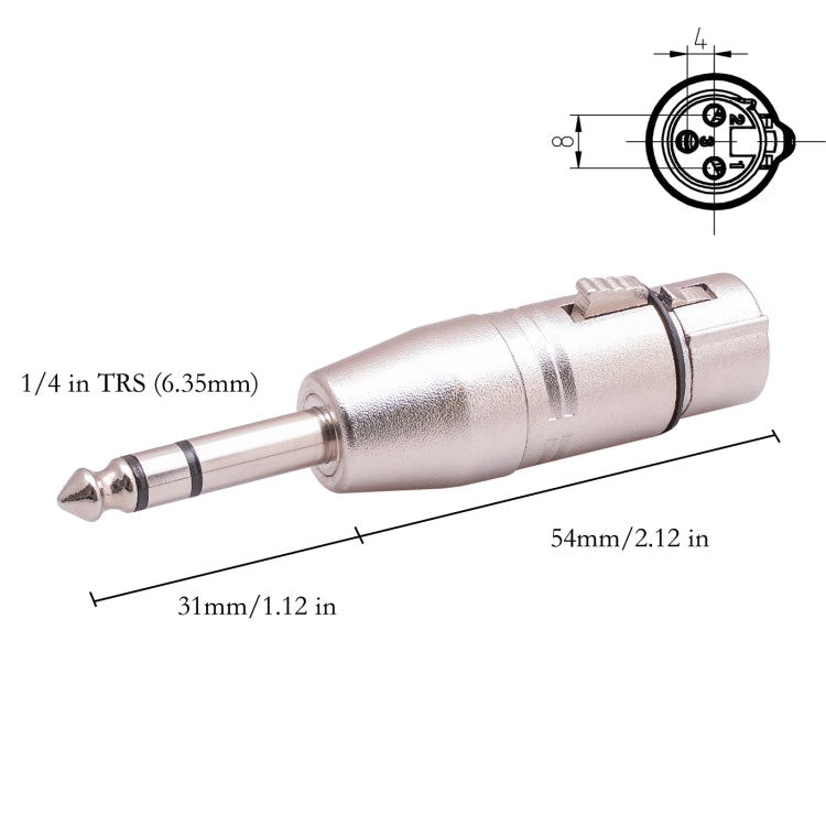 LZ1179 6.35mm 1/4 TRS Male to XLR 3pin Female Adapter - Microphone Audio Cable & Connector by buy2fix | Online Shopping UK | buy2fix