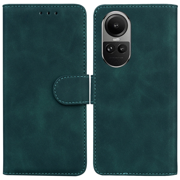 For OPPO Reno10 5G Global/Reno10 Pro Global Skin Feel Pure Color Flip Leather Phone Case(Green) - OPPO Cases by buy2fix | Online Shopping UK | buy2fix