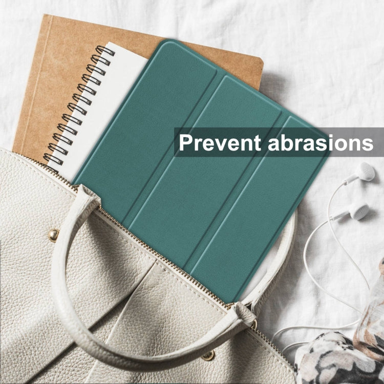 For Samsung Galaxy Tab S10 Ultra / S9 Ultra Custer Pure Color 3-Fold Holder Smart Leather Tablet Case(Dark Green) - Galaxy Tab S9 Ultra Cases by buy2fix | Online Shopping UK | buy2fix