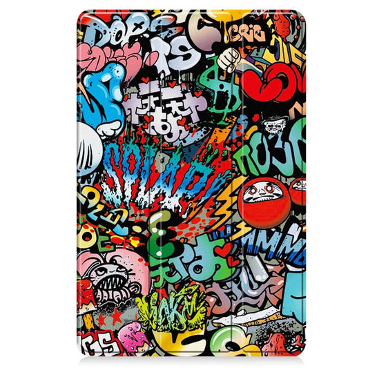 For Google Pixel Tablet Custer Painted 3-Fold Holder Smart Leather Tablet Case(Graffiti) by buy2fix