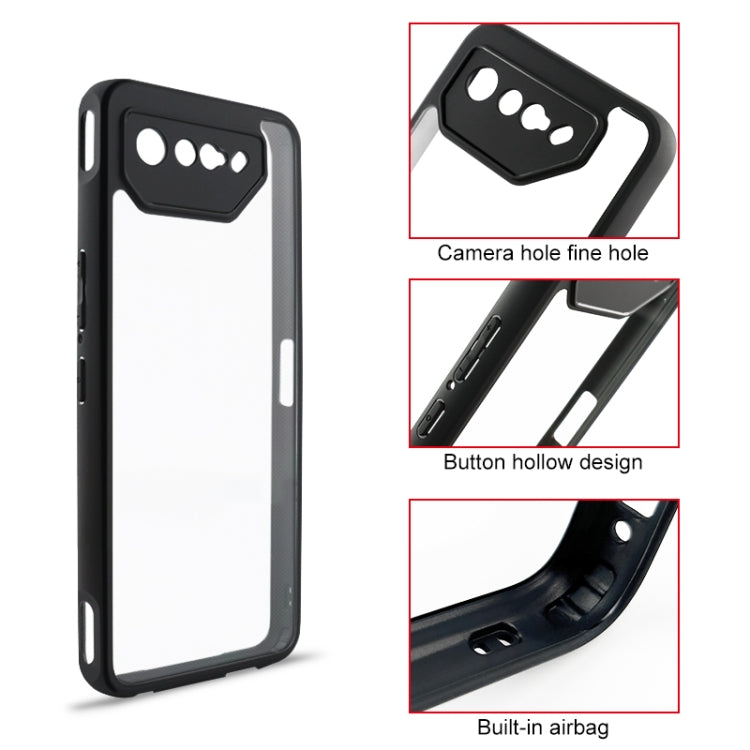 For Asus ROG Phone 7 Frosted TPU + Transparent PC Phone Case(Black) - ASUS Cases by buy2fix | Online Shopping UK | buy2fix