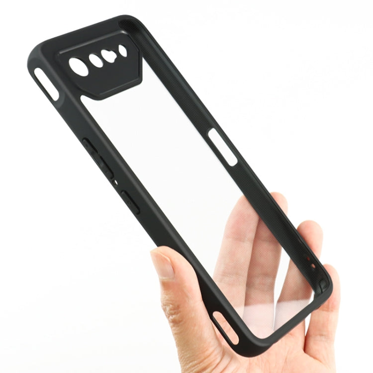 For Asus ROG Phone 7 Frosted TPU + Transparent PC Phone Case(Black) - ASUS Cases by buy2fix | Online Shopping UK | buy2fix