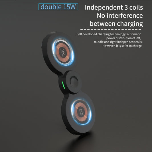 H20 15W 3 in 1 Transparent Magnetic Wireless Charger(Black) by buy2fix
