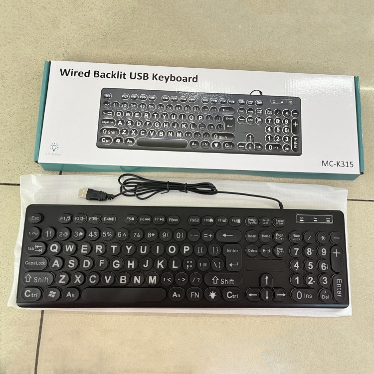 MC-K315 104 Keys Large Characters Blacklit Wired Keyboard(Black) by buy2fix