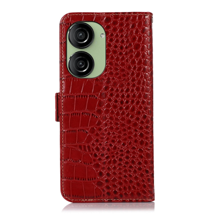 For Asus ZenFone 10 / ZenFone 9 Crocodile Top Layer Cowhide Leather Phone Case(Red) - ASUS Cases by buy2fix | Online Shopping UK | buy2fix