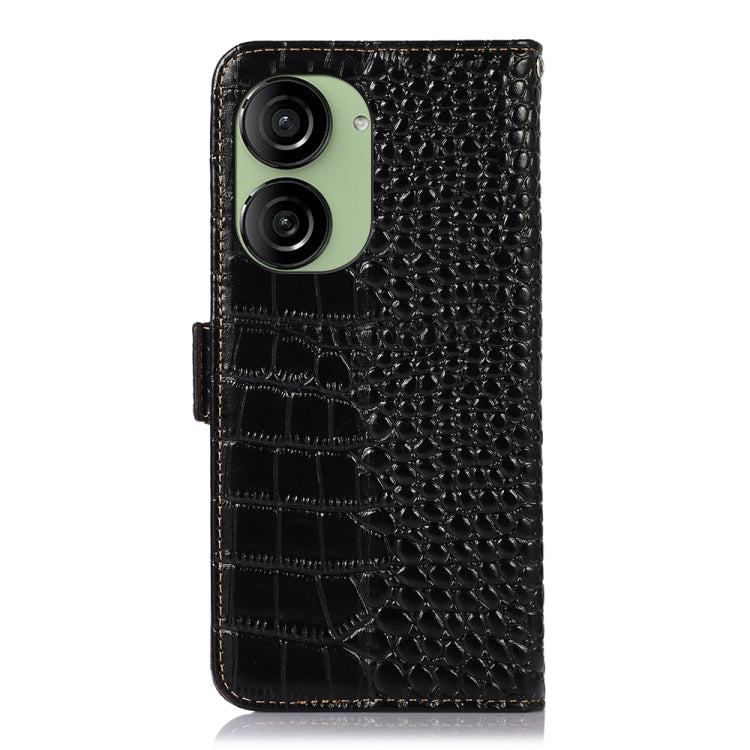 For Asus ZenFone 10 / ZenFone 9 Crocodile Top Layer Cowhide Leather Phone Case(Black) - ASUS Cases by buy2fix | Online Shopping UK | buy2fix