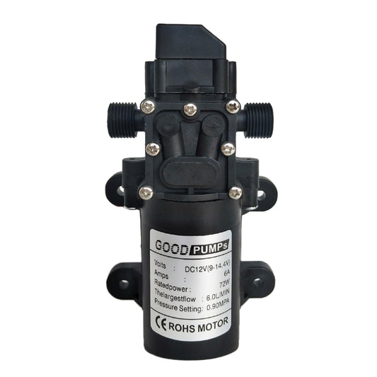 12V 70W Self-priming Pump High Pressure Car Washing Intelligent Diaphragm Right Out Water Pump, Type:Double Thread (Double Flat Mouth 18mm) by buy2fix