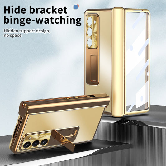 For Samsung Galaxy Z Fold5 Aluminum Alloy Double Hinge Shockproof Phone Protective Case(Champagne Gold) by buy2fix