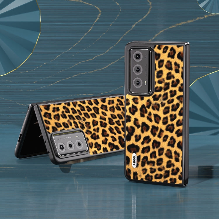 For Honor Magic V2 ABEEL Black Edge Leopard Print Phone Case(Gold) - Honor Cases by buy2fix | Online Shopping UK | buy2fix