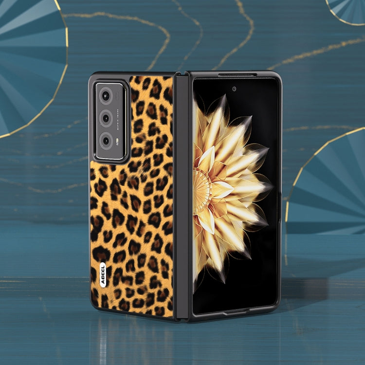 For Honor Magic V2 ABEEL Black Edge Leopard Print Phone Case(Gold) - Honor Cases by buy2fix | Online Shopping UK | buy2fix