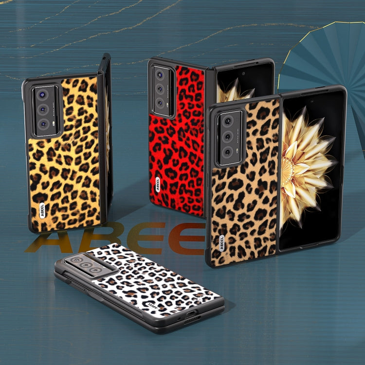 For Honor Magic V2 ABEEL Black Edge Leopard Print Phone Case(Gold) - Honor Cases by buy2fix | Online Shopping UK | buy2fix