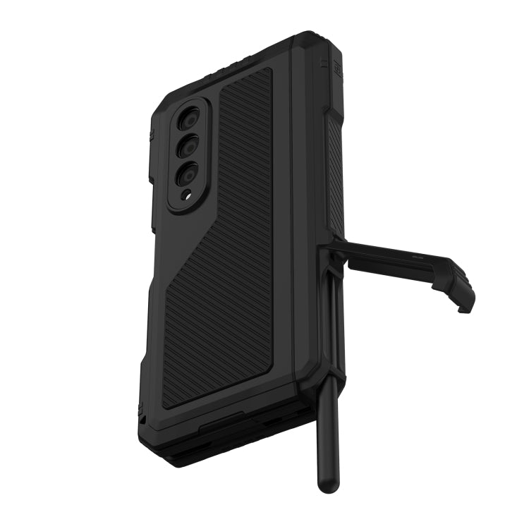 For Samsung Galaxy Z Fold4 LK Metal Shockproof Life Waterproof Dustproof Phone Case with Folding Holder(Black) by buy2fix