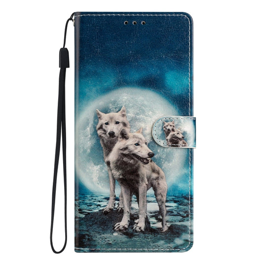 For Samsung Galaxy A25 5G Colored Drawing Leather Phone Case(Twin Wolves) by buy2fix