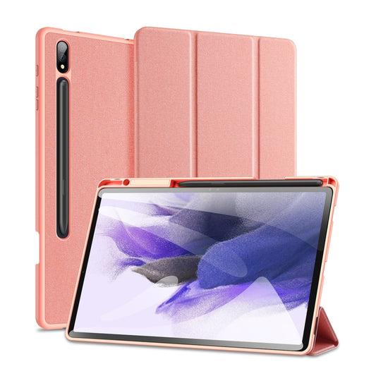 For Samsung Galaxy Tab S9+ DUX DUCIS Domo Series Cloth Texture Magnetic Leather Tablet Case(Pink) by DUX DUCIS