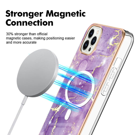 For iPhone 13 Pro Max Marble Pattern Dual-side IMD Magsafe TPU Phone Case(Purple 002) by buy2fix