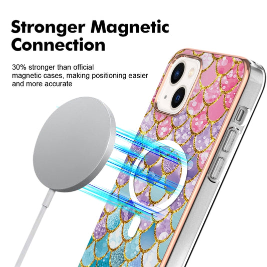 For iPhone 15 Marble Pattern Dual-side IMD Magsafe TPU Phone Case(Colorful Scales) by buy2fix