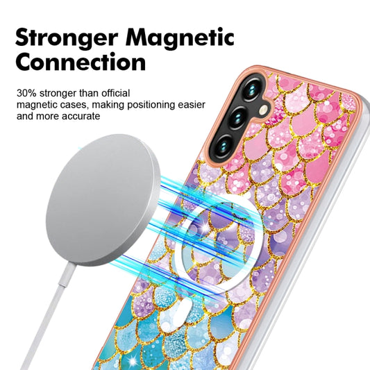 For Samsung Galaxy A34 5G Marble Pattern Dual-side IMD Magsafe TPU Phone Case(Colorful Scales) by buy2fix