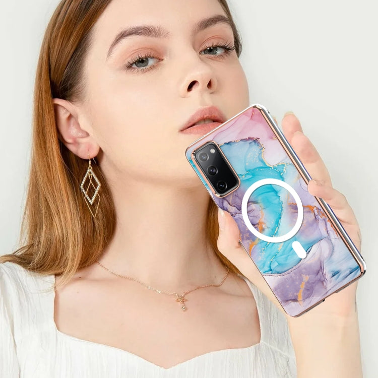 For Samsung Galaxy S20 FE 5G&4G / S20 Lite / S20 Fan Edition Marble Pattern Dual-side IMD Magsafe TPU Phone Case(Blue Marble) by buy2fix