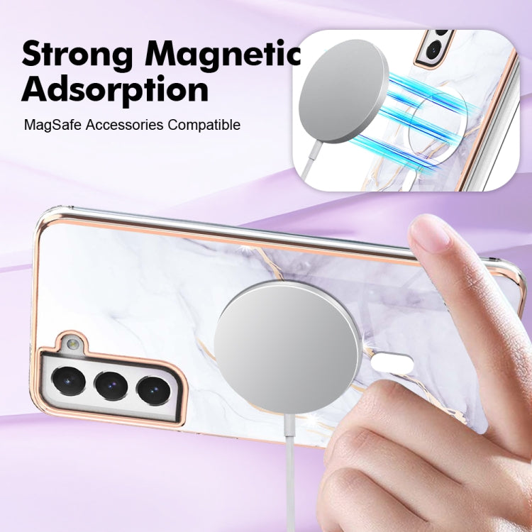 For Samsung Galaxy S21 FE 5G Marble Pattern Dual-side IMD Magsafe TPU Phone Case(White 006) by buy2fix